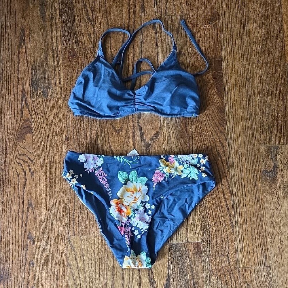 Escaping Lace-Up Bikini Bralette & Mysterious Valley Reversible Bottoms Set